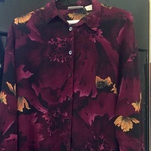 Liz Claiborne career blouse, Large, 12, burgundy